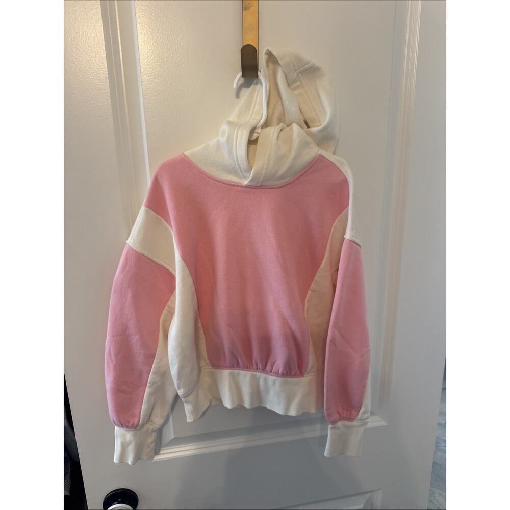 Girls Old Navy Pink Cream Hoodie Size Medium 8 Vintage Oversize Color Block